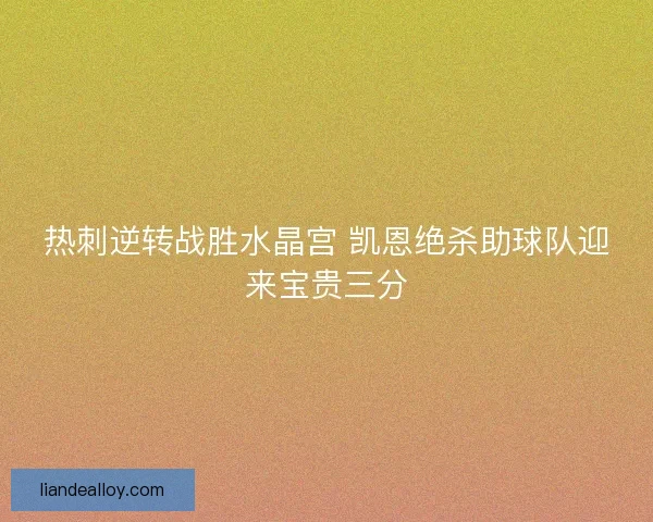 热刺逆转战胜水晶宫 凯恩绝杀助球队迎来宝贵三分