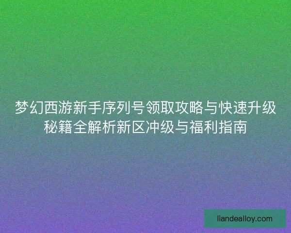 梦幻西游新手序列号领取攻略与快速升级秘籍全解析新区冲级与福利指南